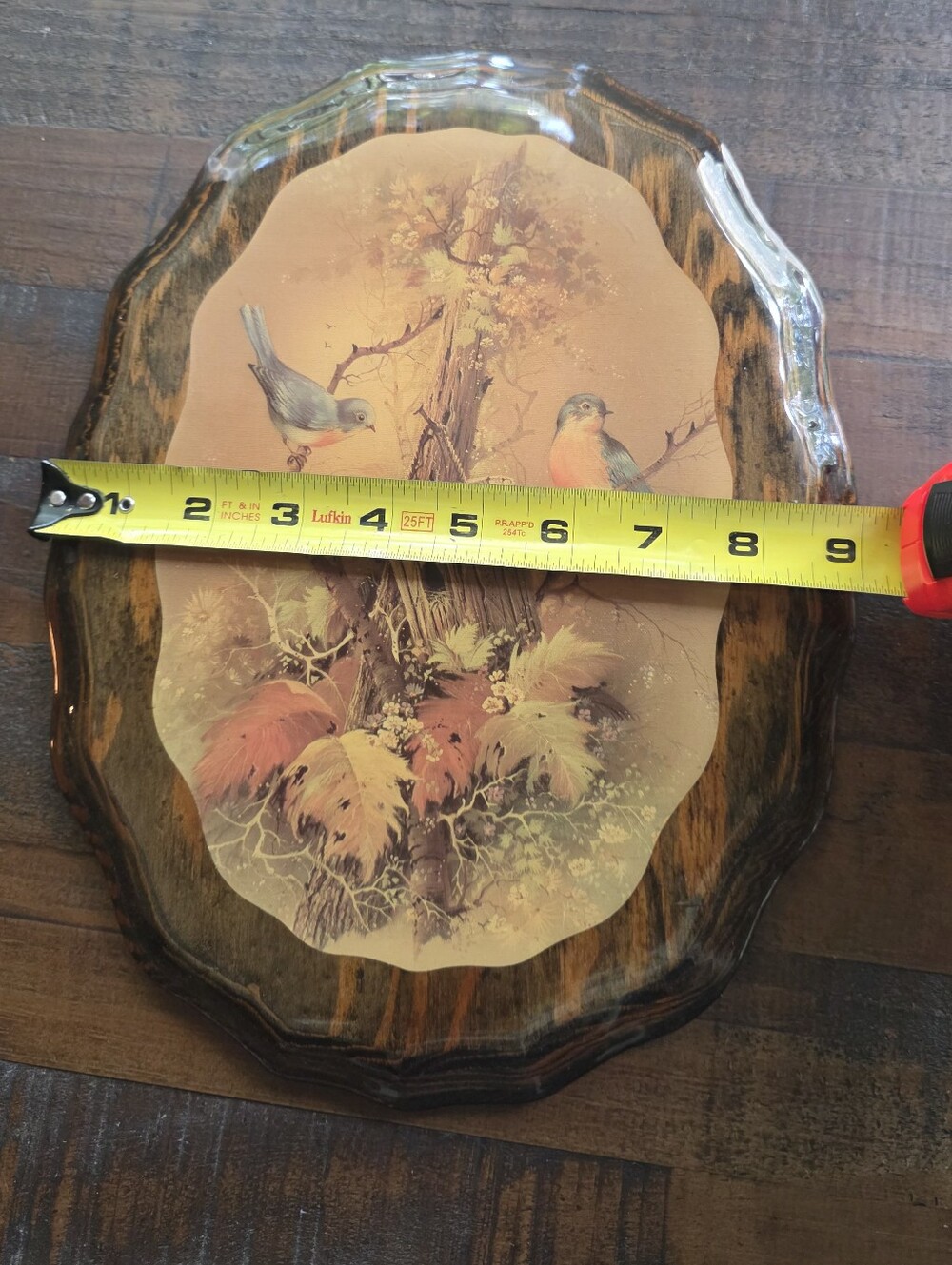 Vintage Amber Wood Wall Plaques with Bird Artwork - Picture 5 of 7
